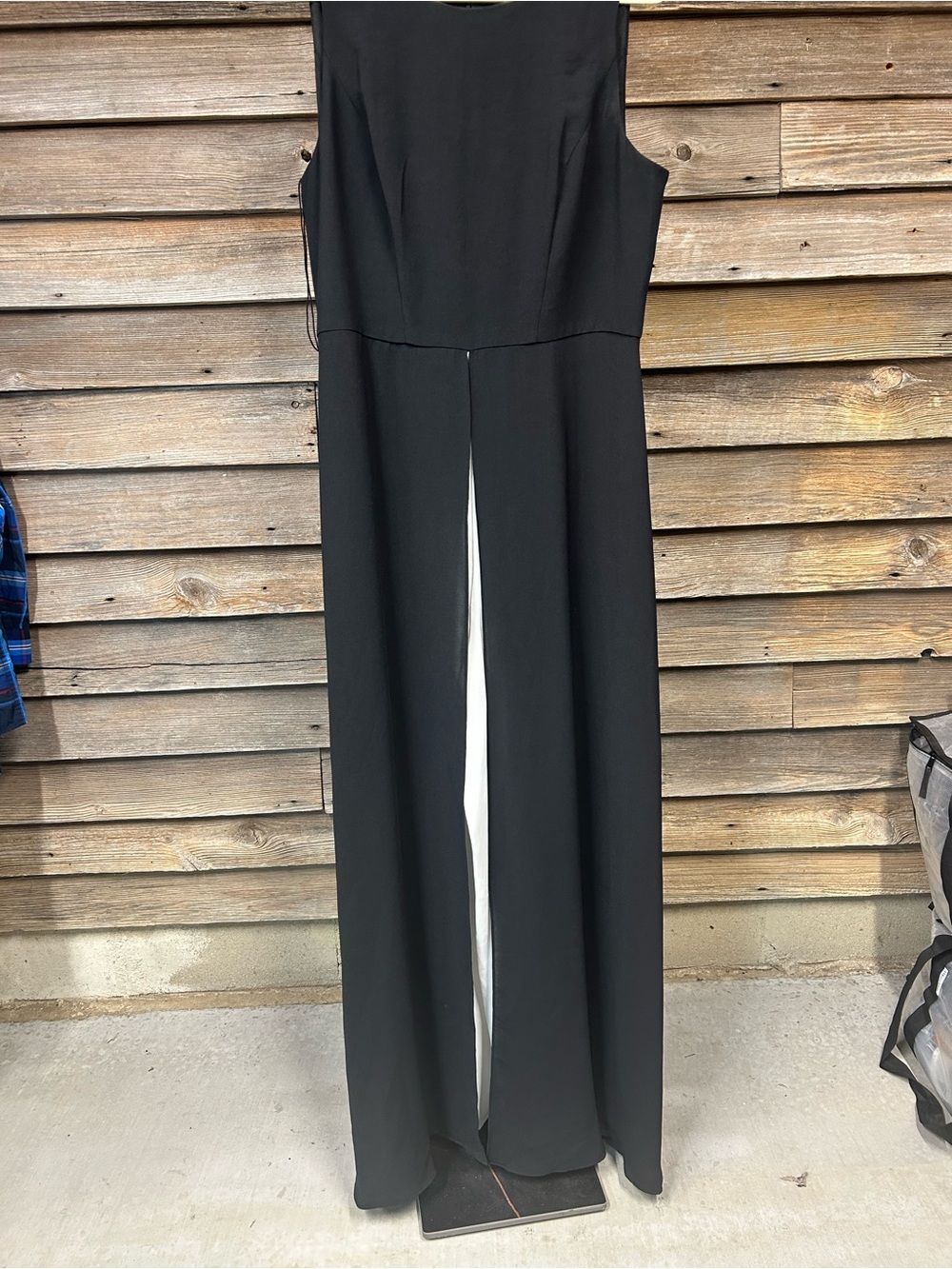 Adrianna Papell Black Sleeveless Wide-Leg Jumpsuit with Center Front Slit